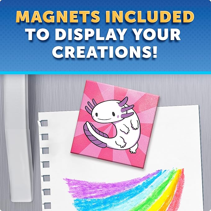 Blue Marble Magnetic Tile Art Craft Kit - Paint Your Own Magnetic Mini Tiles, Includes 10 Tiles, Magnets, 6 Paints, Brush, Googly Eyes & Transfer Stickers, Magnet Art Kit, DIY Magnets for Kids