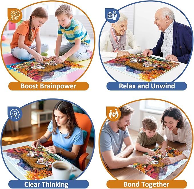 300 Piece Puzzles for Adults,Pumpkin Cottage Puzzles for Kids Teen Adults,Autumn Forest Scenery Jigsaw Puzzle 300 Pieces,Interlock Perfectly Letter on Back,Family Activity Game Night Gifts,20.5x15 in