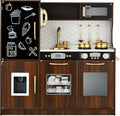 Best Choice Products Pretend Play Kitchen Wooden Toy Set for Kids w/Realistic Design, Telephone, Utensils, Oven, Microwave, Sink - Espresso