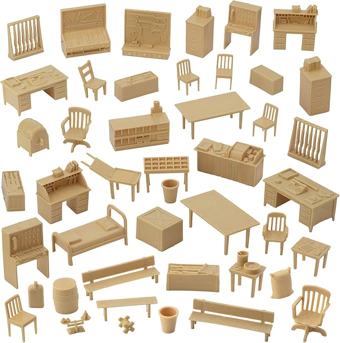 BMC Classic Marx Military Base Camp - 44pc Plastic Army Men Playset Accessories