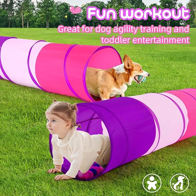 Kids Play Tunnel Tent for Toddler, 6-ft Pop Up Crawl Tunnel Toy for Baby Infant Children or Dog Cat, Collapsible Gift for Boy and Girl Play Tunnel Indoor and Outdoor Game
