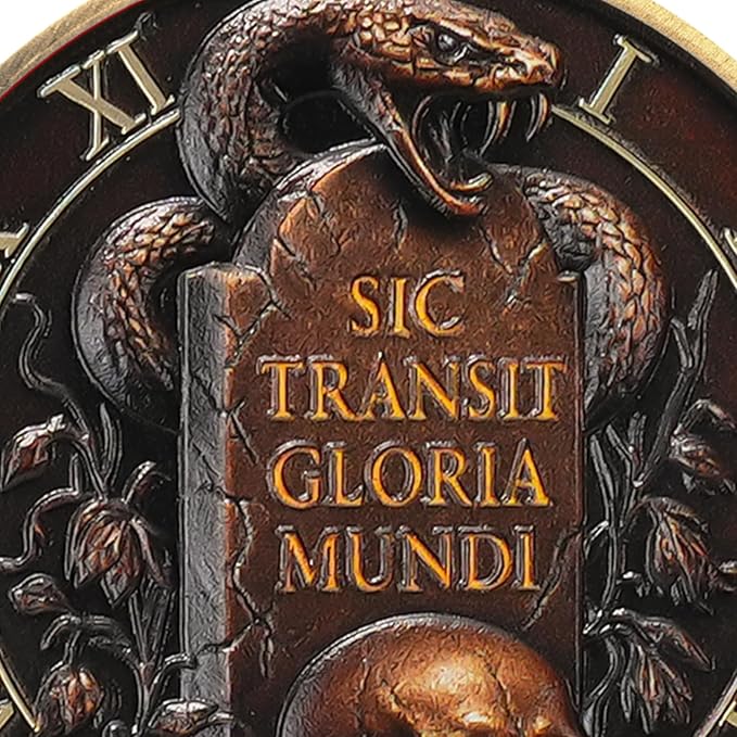 AtSKnSK Memento Mori Coin Momento Mori Coin Skull Coin Stoic Gifts Memento Mori Calendar Living Memento Mori Amor Fati Coin (Gravestone Skull Snake)