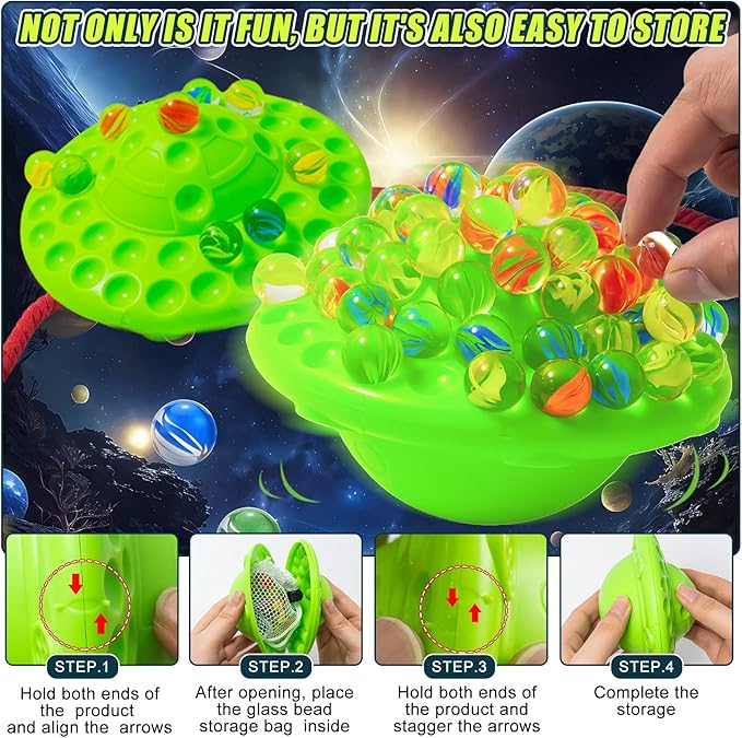 Wobble Ball Marble Balance Game - Marbles for Kids & Adults Balancing Set with 60 Glass Marbles, Built-in Storage, Fun Family Games & Party Challenge for 1-4 Players, Perfect Birthday