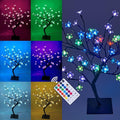 LIGHTSHARE 18 Inch Cherry Blossom Bonsai Tree, 48 LED Lights, RGB with Remote Control, 16 Color-Changing Modes, 24V UL Listed Adapter Included, Metal Base Ideal As Night Lights