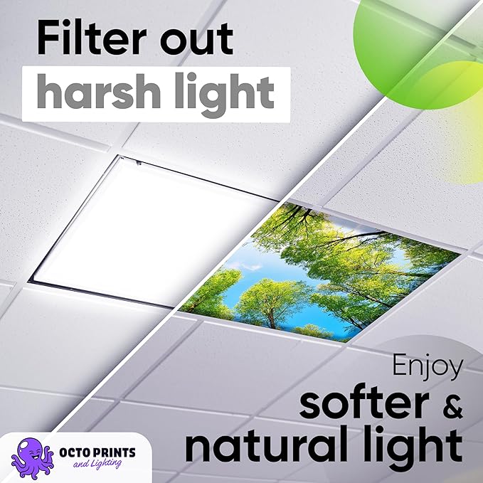 Fluorescent Light Covers for Ceiling Lights - 4 Seasons Magnetic Cover for Fluorescent Or LED Fixture - Must Haves Teacher Supplies - Classroom, Home, Office Cubicle Decor - Filters Overhead Lighting