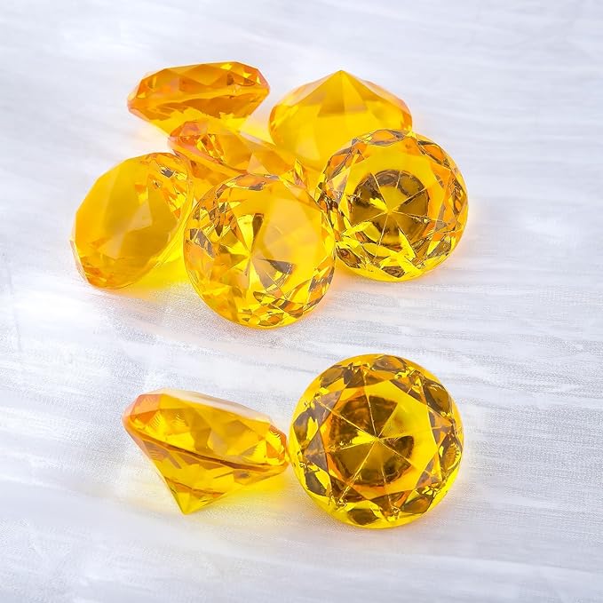 Niceup 26PCS Orange Fake Diamonds Big Gem Toys, 1.5in Pool Diving Gems Acrylic Plastic Gemstones for Kids, Party Décor Jewels Treasure Hunt Hiding Sensory Bin Filler Toys Craft Supplies