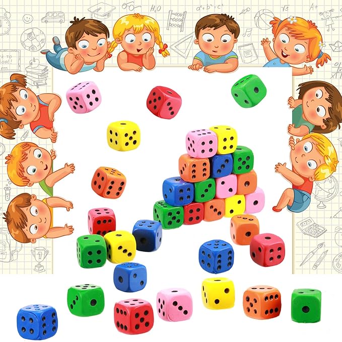 36 Pieces Foam Dice Colorful Cubes Block of Dice with Number Dots for Boy Girl Over 3+, Building, Educational Toys, Math Teaching, Pastime, Party Favors and Classroom Supplies