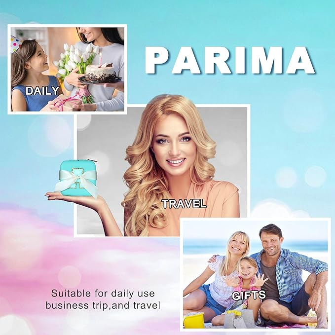 Parima Small Jewelry Box for Girls - Travel Initial Jewelry Case for Girls | Small Jewelry Organizer Box | Jewelry Case Jewelry Box Organizer | Mini Jewelry Boxes - Letter I, Aqua Blue