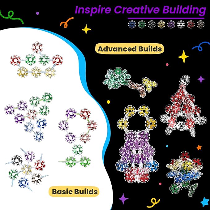 Translucent Snowflakes Interlocking Building Chips，360PCS Interlocking Discs, STEM Learning Construction Blocks Toys, Brain Development Playset for Girls and Boys Aged 4+