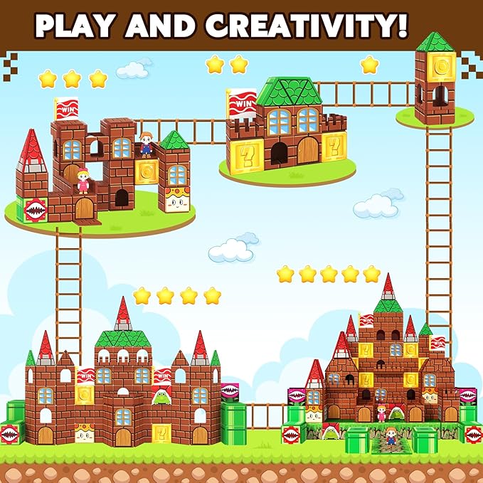 Magnetic Tiles 80PCS Kids Toys Castle Magnetic Building Blocks Construction Magnet Pretend Play Set for Boys & Girls 3-12 Year Old Christmas Birthday Gifts for Boys