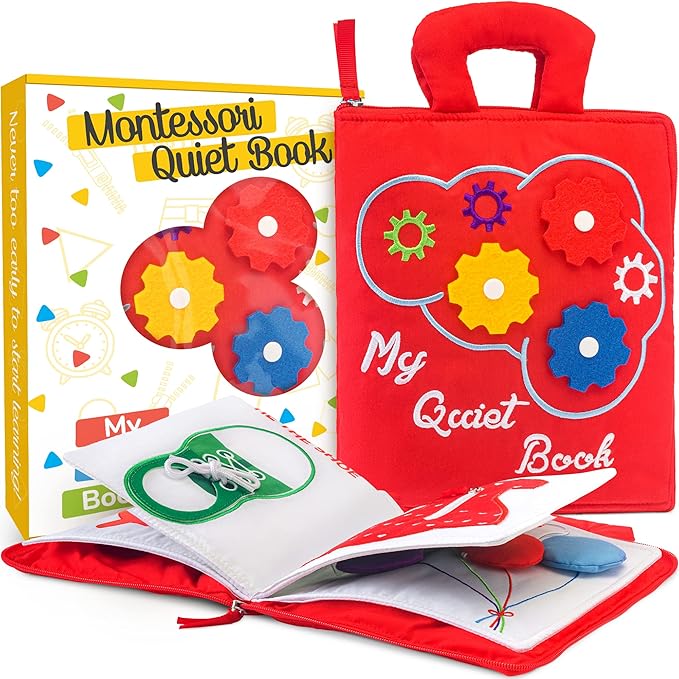 deMoca Busy Book for Toddlers 1-3 - Airplane Toys for Toddlers 1-3, My Quiet Montessori Toys for 1 Year Old with Kids Plane Activities, Activity Busy Board, Gift for Boys & Girls