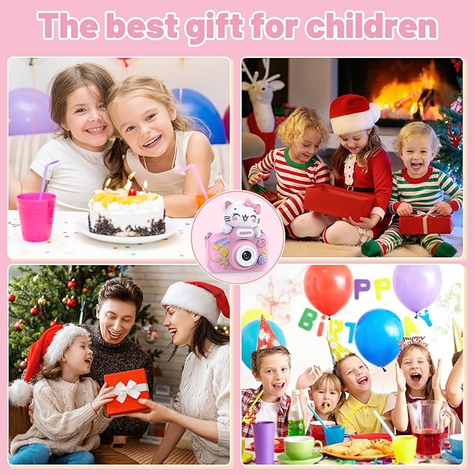 Kids Camera, 1080P Digital Camera with Dual Lens and 8X Zoom, Video Camcorder for Kids with 16GB SD Card, for Boys and Girls Ages 3–8