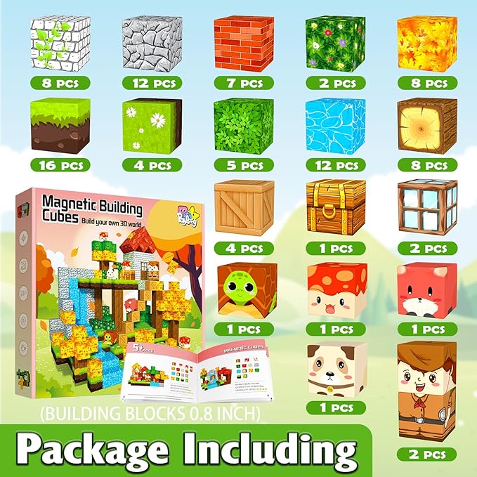 Magnetic Blocks,Magnet Building Blocks for Kids, STEM Sensory Travel Toys with Magnetic Cubes, Montessori Toddlers Educational Toys for Boys & Girls 4-8 5-7 8-12 Years Old Birthday Gifts