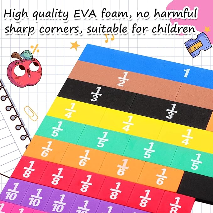 10 Sets Fraction Set for Math Classroom Fractions Manipulatives Math Manipulatives for Home School Supplies (Tiles)