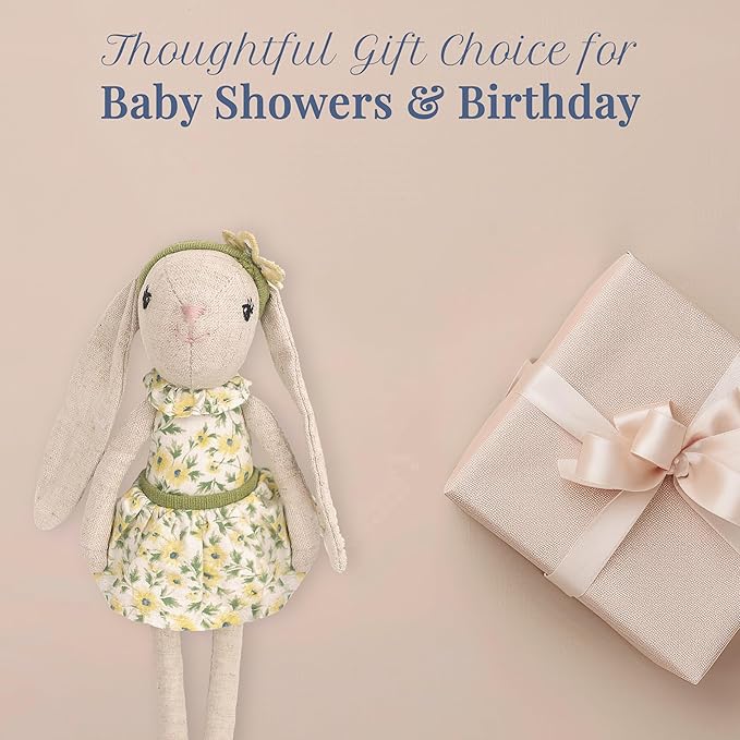 MON AMI Daisy The Bunny Stuffed Doll - 9", Soft & Cuddly Plush Animal Doll, Use as Toy or Room Décor, Great Gift for Kids of All Ages