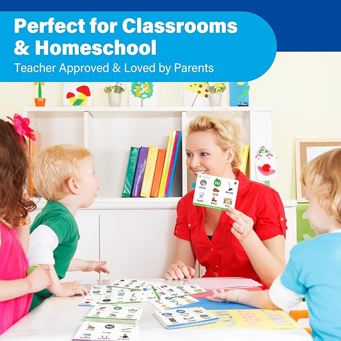 Phonics Flash Cards, 76 Cards 24 Principles, Learn to Read Phonics Games, CVC Digraphs Blends Long Vowel Sounds, Classroom Homeschool Educational Toys for Kindergarten 1st 2nd Grade Kids Ages 4-8