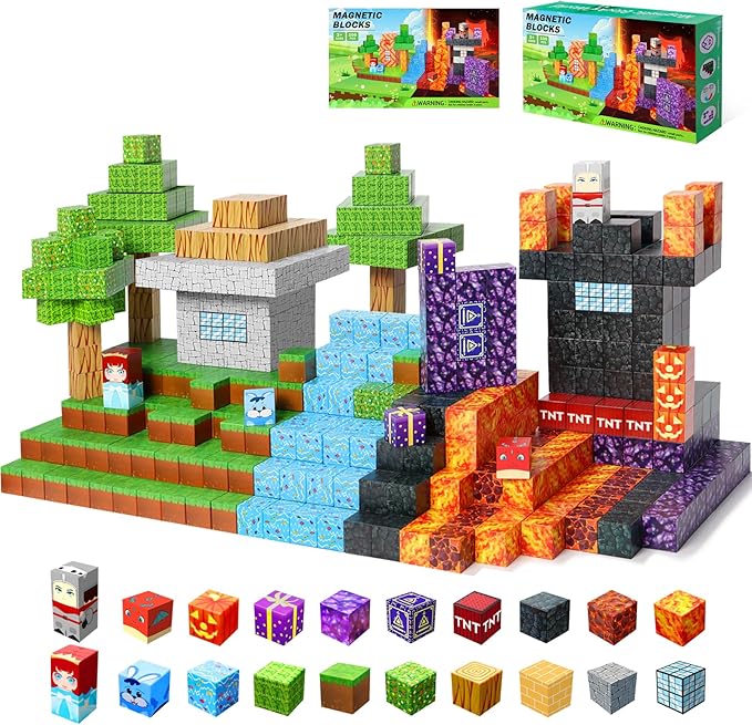 Magnetic Blocks, 1-inch Size Building Toys,Magnetic Cubes Building Blocks Toys for Halloween Christmas Birthday Gift - STEM Sensory Toys for 3+ Years Old Girl Boys