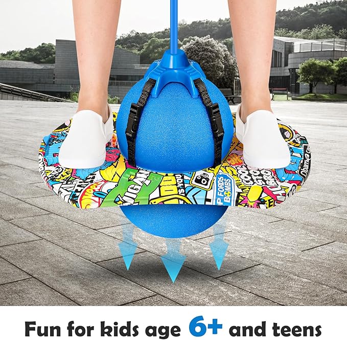 BoterLun Pogo Jumper with Handle, Pogo Ball Pogo Stick with an Air Pump,Trick Board Balance Board for Kids Ages 6 & Up and Adults,