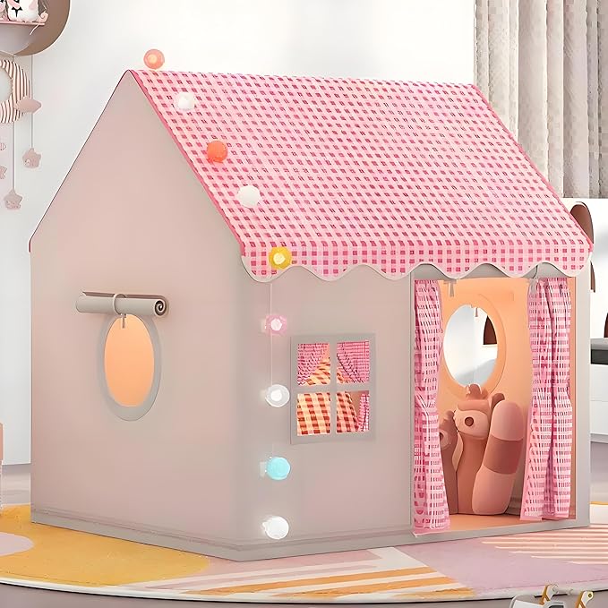 Children's Play Tent Indoor Children's Play Tent Boys Girls Princess Toys Small House Outdoor Toddler Playhouse Castle，with a String of Starlights