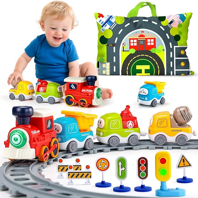 ALASOU Electric Train Set for Toddlers Kids with Steam Spray|Light & Music Magnetic Car Toy with Tracks,Playmat/Storage Bag|Christmas Birthday Gift for 3 4 5 6 Year Old Boys Girls
