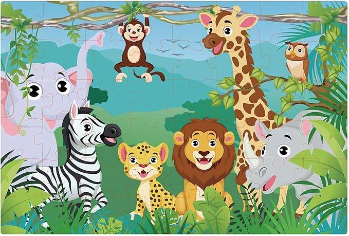 Animals Floor Puzzle for Kids 3-5: 48 Large Pieces for Children Ages 4-8 - Learning & Eductional Jigsaw Puzzle for Toddler's Gift & Family Activities