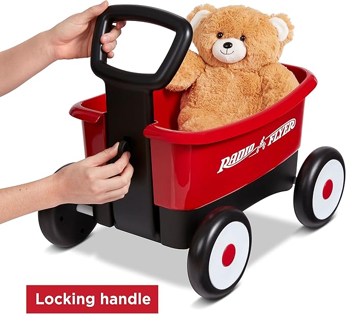 Baby Walker Wagon, Baby Toy Cart, Toddler Toys 1-2, Radio Flyer My 1st Wagon for Kids, with Teddy Bear, for Ages 1-4 Years, Red