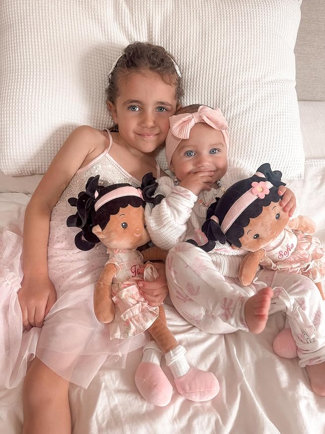 LeyaDoll Personalized Soft Baby Doll Toys (16''), My First Baby Rag Doll for 1 Year-Old Girl Birthday Gift, Christmas Plush Toys Gift for Toddler Kids Infants - Princess Petal