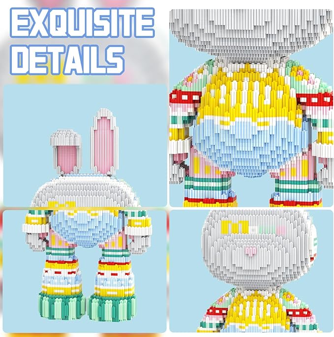 Animal Knitted Sweater Rabbit Micro Mini Building Blocks Sets Large Cute Animal Graffiti Rabbit Building Kits Model Toys for Adults Kids Teens 6950 PCS