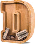 Wooden Letter Piggy Bank for Kids Larger Letter Piggy Bank for Boys and Girls Personalized Piggy Bank Initial Coin Bank Wood Kids Money Bank for Birthday and Festival