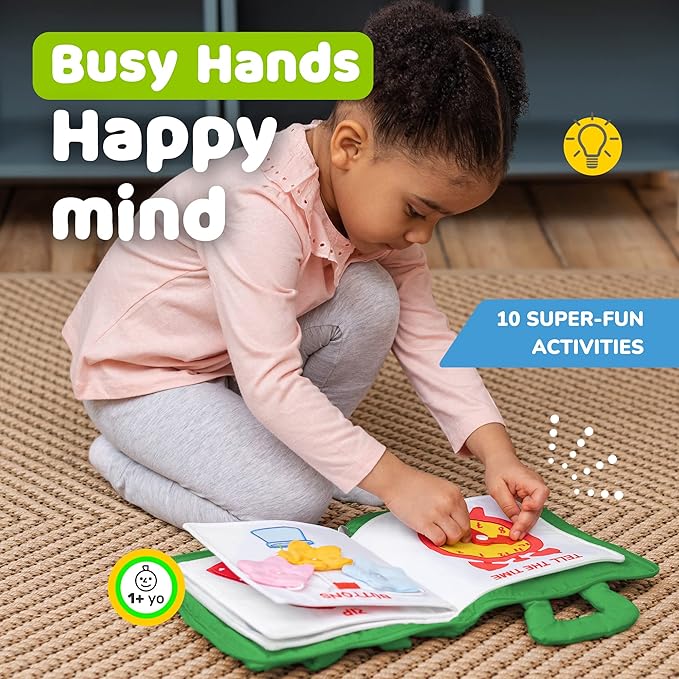 deMoca Montessori Busy Book Toddler Travel Toys 1-3 - Activity Quiet Book Airplane Travel Toys for Toddlers 1-3, Busy Board with Car and Plane Activities, Boys & Girls Birthday Gift