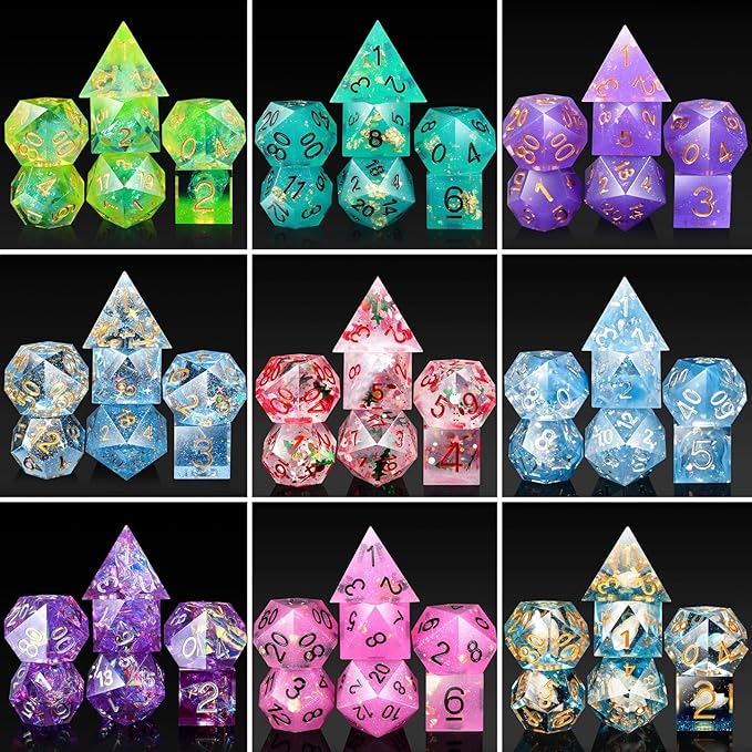 DNDND Mystery DND Dice,Random Sharp Edge Dice Set with Gorgeous Gife Case for Dungeons and Dragons (Mystery Sharp Dice)