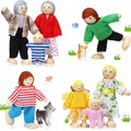Skylety 10 Pcs Wooden Dollhouse Set of Mini People Figures Dollhouse Dolls Wooden Doll Play Figures Accessories(Bright Style)