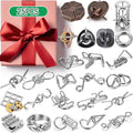 25 Pcs Brain Teaser Puzzles for Adults and Teens Metal Cast 3D Unlock Interlocking IQ Puzzle Toys Educational Smart Gifts
