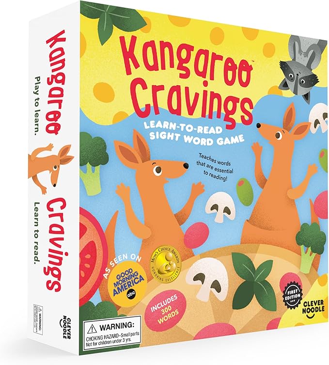 Kangaroo Cravings Learn to Read 300 High-Frequency Sight Words Board Game - Fun Learning Resource & Word Game for Kids Ages 4-9 - Parent & Teacher Must Haves for Preschool, Kindergarten, 1st-3rd Grade