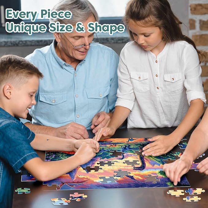 100 Piece Puzzles for Kids Ages 4-6 6-8 8-10, Large Piece Dinosaur Jigsaw Puzzle for Kid Boys 4-10 Year Old, Kids Puzzles Ages 5-8 Children Learning Educational Puzzle Toys Gifts for Girls Boys