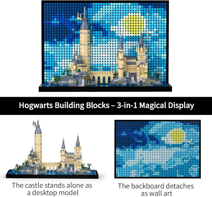 Micro Brick Magic Castle Building Set: 3D Wall Art | 2-in-1 Home Decor Model | Creative Castle & Painting Display | DIY Gift Idea Building Toy for Teens Ages 8+ Kids, Adults