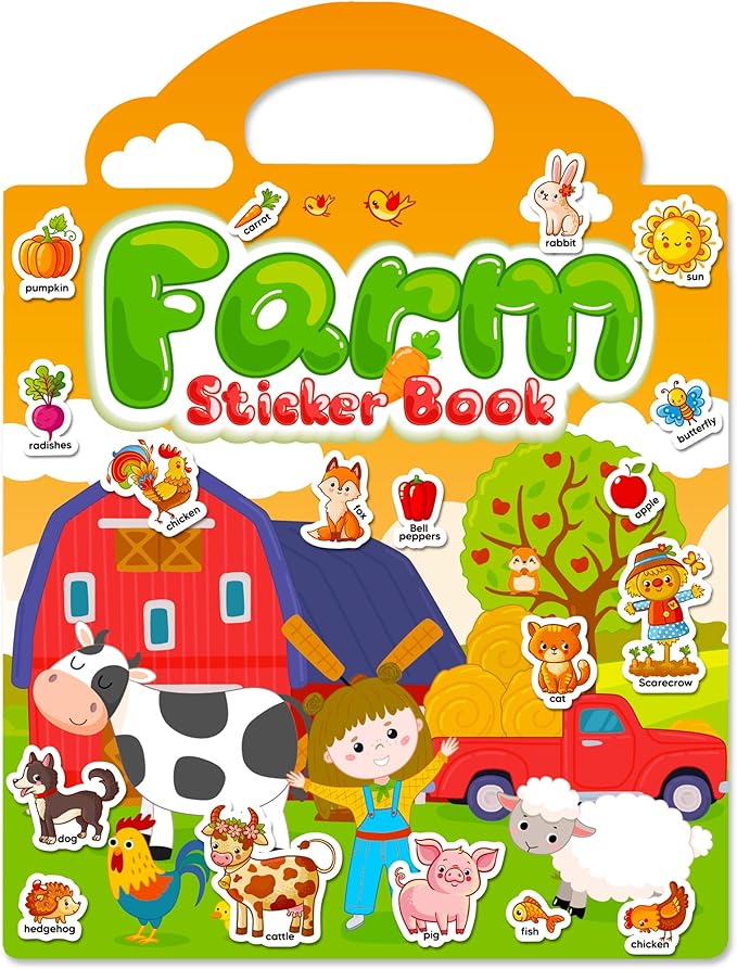 Reusable Sticker Book for Toddlers 2-4 Years, Stickers for Kids, Toddler Craft Activities, Toddler Travel Toys Ages 2+ Boy Girl Birthday Gifts