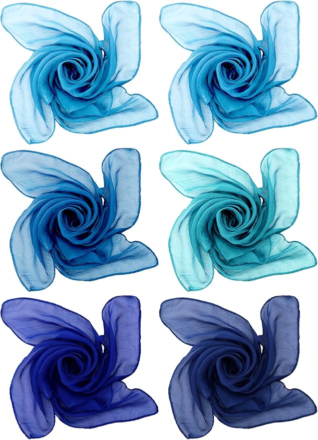 Boao 6 Pieces Chiffon Scarf 1950s Square Neck Head Scarfs Vintage Soft Polyester for Women Lady