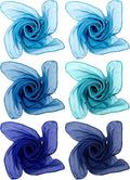 Boao 6 Pieces Chiffon Scarf 1950s Square Neck Head Scarfs Vintage Soft Polyester for Women Lady