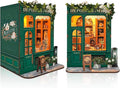 DIY Book Nook Kit, Miniature Bookshelf Decor with LED Lights, Laser-Cut Wooden Craft Set for Adults, Creative Gift for Christmas, Birthday, Leisure Time