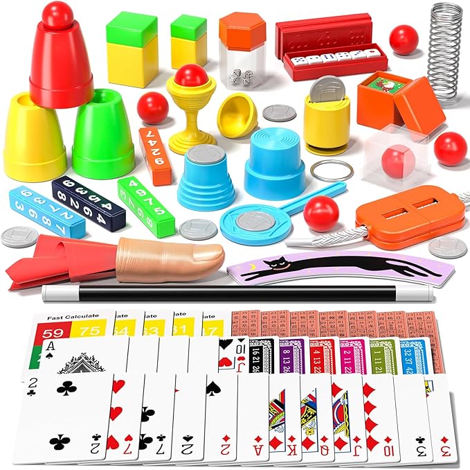 Magic Kit for Kids, 130 Magic Tricks Set for Kids with Magic Wand, Manual and Videos, Magic Set Toys Gifts for 6 7 8 9 10 11 12 Years Old Kid Boys Girls Beginner Halloween Christmas Birthday Parties