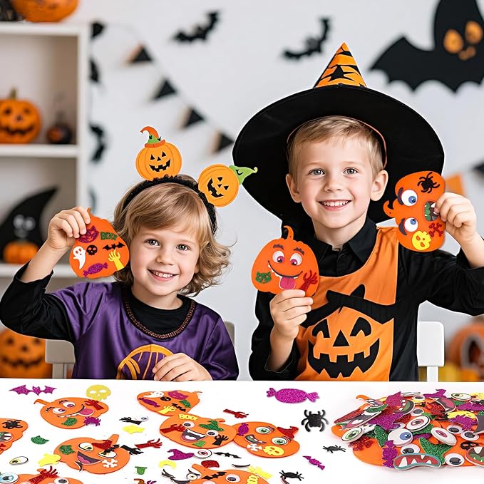 OCHIDO 312 PCS Halloween Crafts for Kids, DIY Foam Pumpkins for Craft Bulk, Halloween Arts and Crafts for Party Favors Supplies, Halloween's Decorations, Classroom Craft Activities