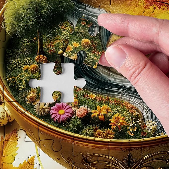 Seasons of Cup Puzzles for Adults 1000 Pieces Nature, Beautiful Landscape Plant Flower Garden Art Jigsaw Puzzles, Fall Tree Challenging Puzzle