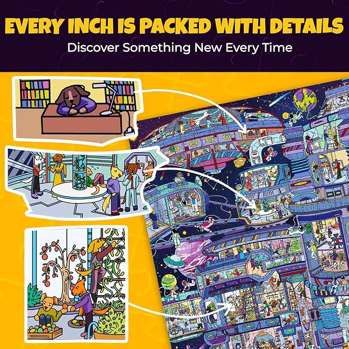 QUOKKA 1000 Piece Jigsaw Puzzle for Adults Galactic Tails – Premium Box Packaging with Extra Fun Challenges - Stunning Galaxy Dog Puzzle - Perfect for Relaxation & Creativity & Gift Giving