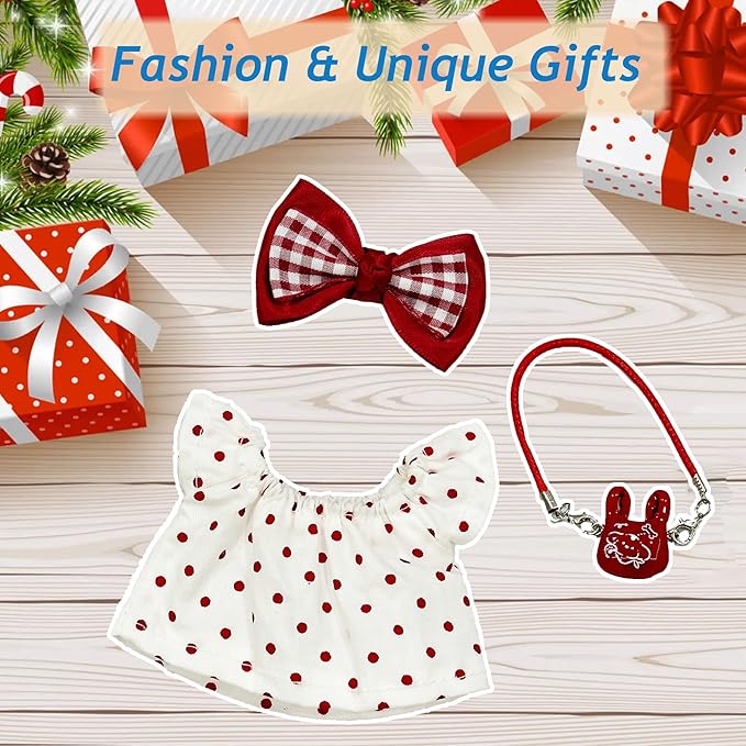 17cm Doll Clothes, Cute Dolls Dress, 3 Piece Set Bow Clip Clothing, Stylish Adorable Dolls Clothes Accessories (No Doll)