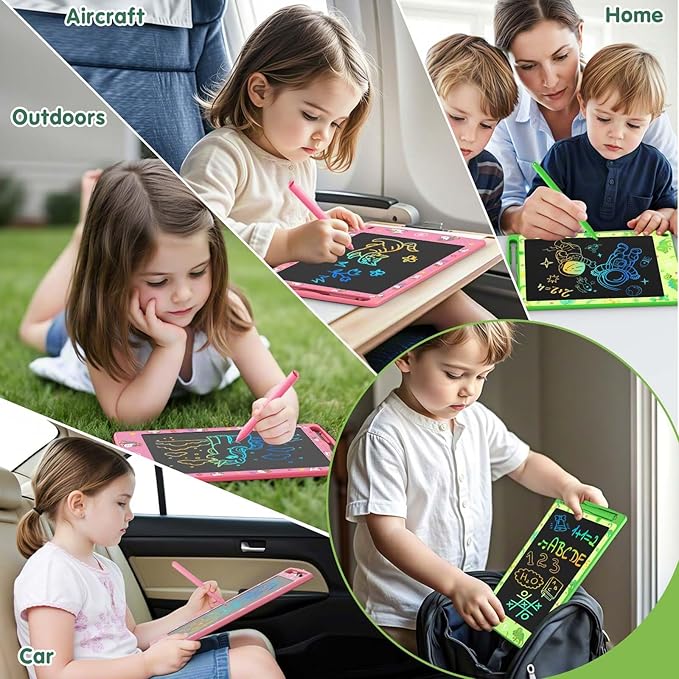 2 Pack LCD Writing Tablet for Kids, 8.5 Inch Colorful Doodle Board Drawing Tablet, Kids Travel Games Activity Learning Toys Birthday Gifts for 3 4 5 6 Year Old Boys Girls Toddlers Preschooler