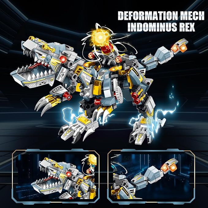 STEM 2 in 1 Indominus Dinosaur Building Kits, Transforming Mech Robot Building Sets for Kids Boys 6-10, Compatible with Dinosaur, Educational Gift Toy for Adults (513 PCS)