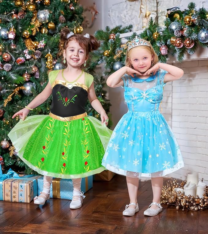 Princess Dress Up Clothes for Little Girls, 16 PCS Princess Toddler Dress Up Costumes, Kids' Dress Up Pretend Play Toys Gifts for Toddlers, Mermaid Dress Up Set with Accessories for Girls 3 4 5 6