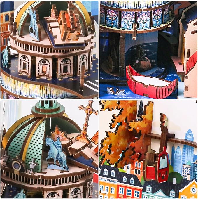 3D Denmark Book Nook Kit, Miniature Dollhouse Booknook Kit, Interactive Wooden Dollhouse kit, Bookshelf Decor Puzzle, Bookend Decor Kit for Adults and Teens