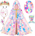 Princess Dress Up Cloak Princess Dress Up Clothes Mermaid Toys Rainbow Mermaid Princess Cloak Kit 9 Pcs Gift Set for Little Girls 3-8 Years Old, Great Gift Set for Birthday Christmas Halloween